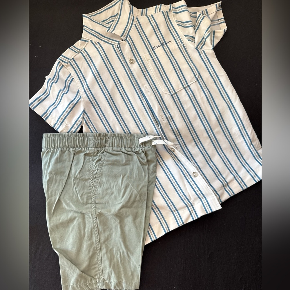 Eddie Bauer Striped Shirt and Green Shorts Set size 6